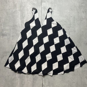 Sam Edelman Diamond Stretch Trapeze‎ Dress Black White V Neck Sleeveless Size XS